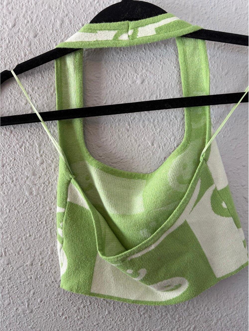 Bailey Rose green smile halter cropped tank size S - Picture 2 of 3